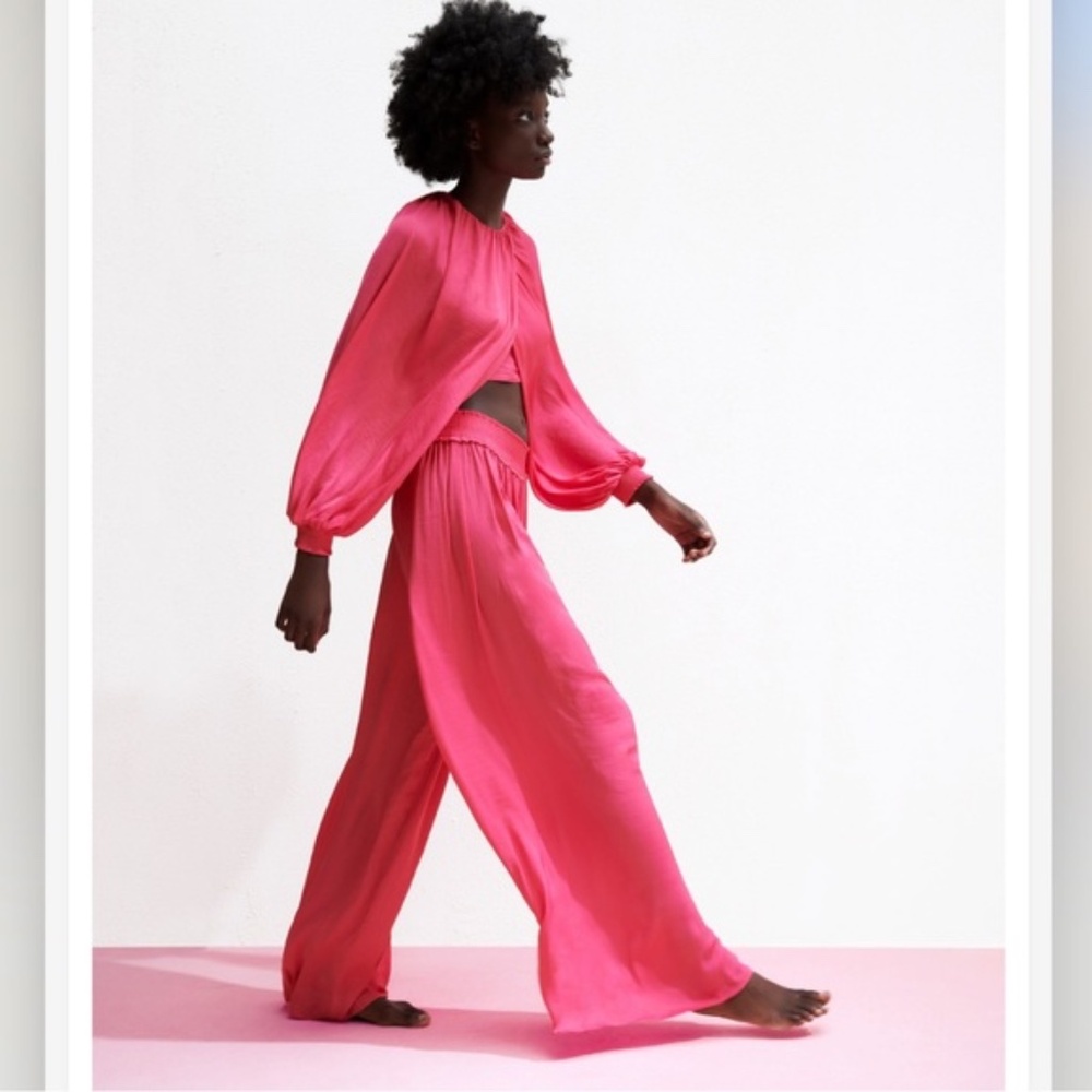 ZARA PINK PALAZZO PANTS NWT SIZE M